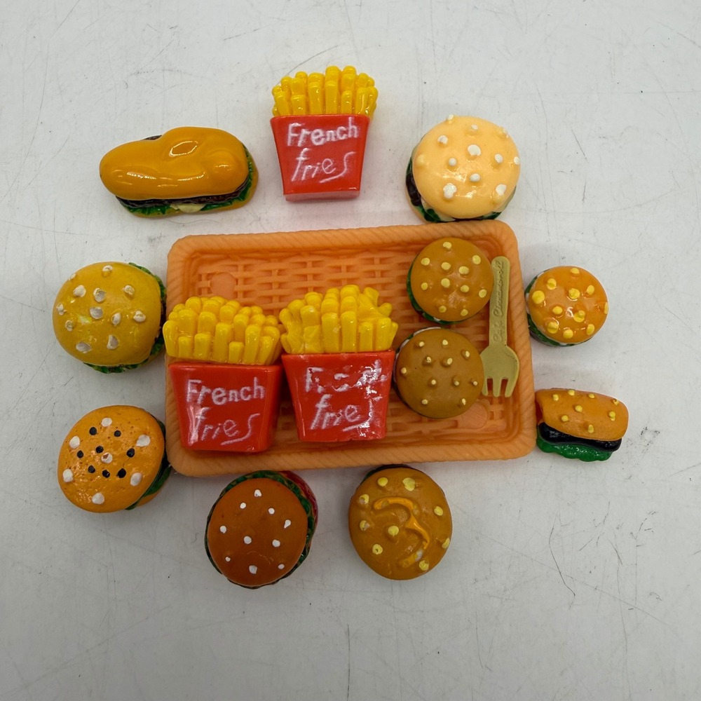 Unbranded Miniature Fast Food Toys Kids OS Multicolor Burgers Fries Tray Set